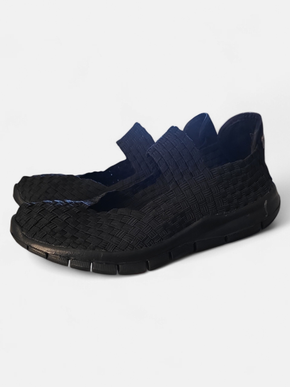 bernie mev. Black Woven Slip-On Mule